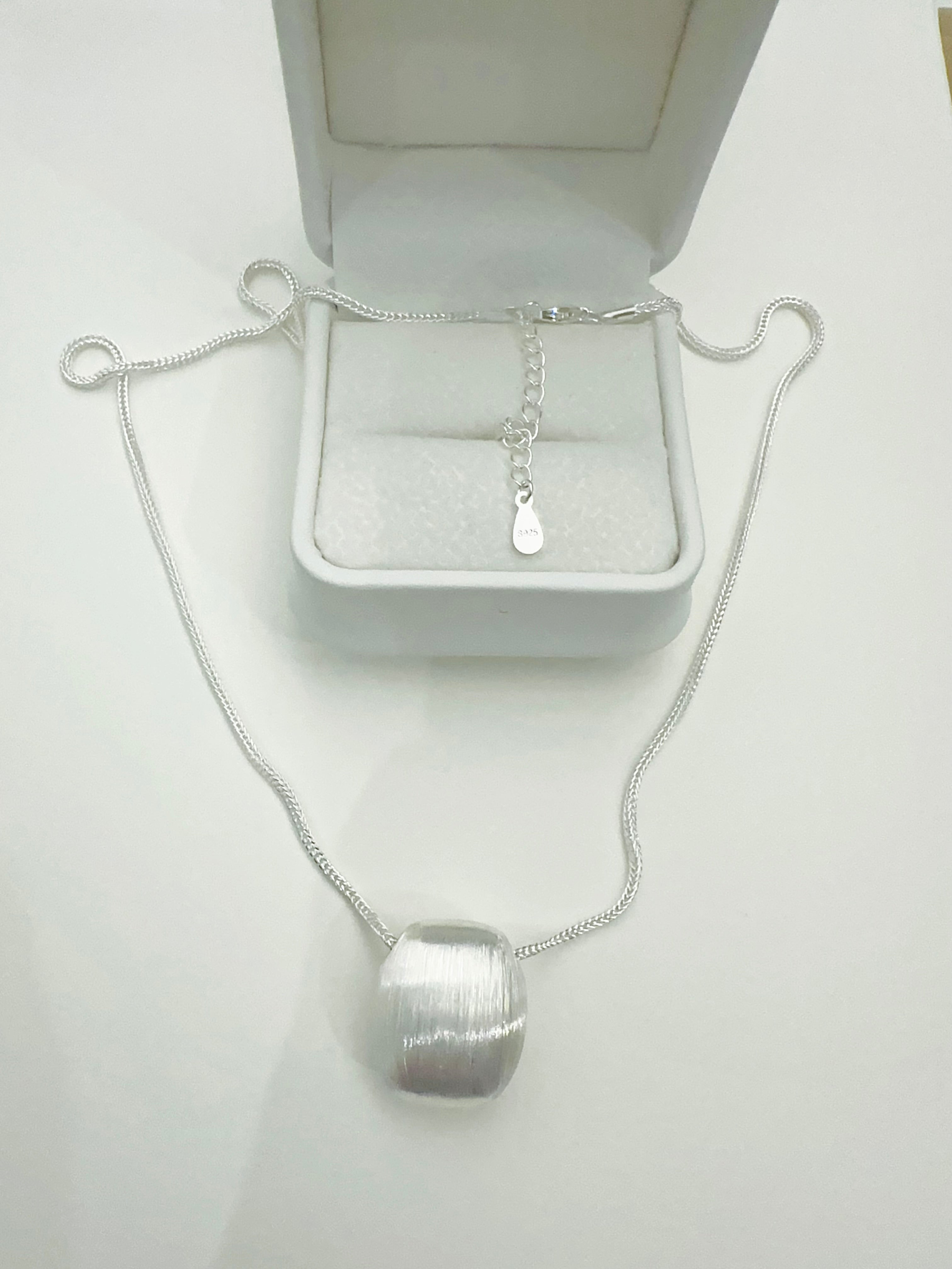 Large Plaque 925 Sterling Silver Necklace