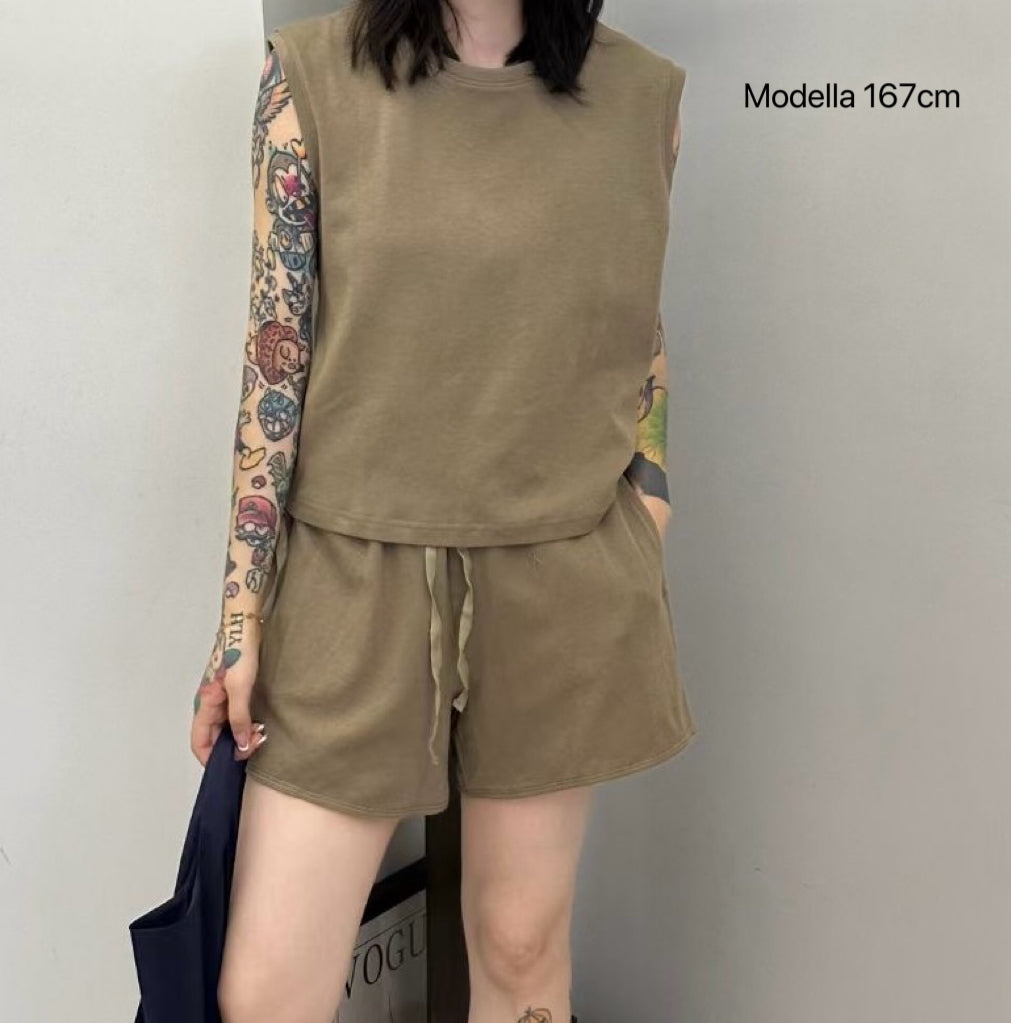 Set gilet e pantaloncini - kaki