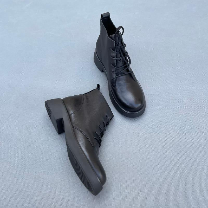 First Layer Leather Black Boots 2