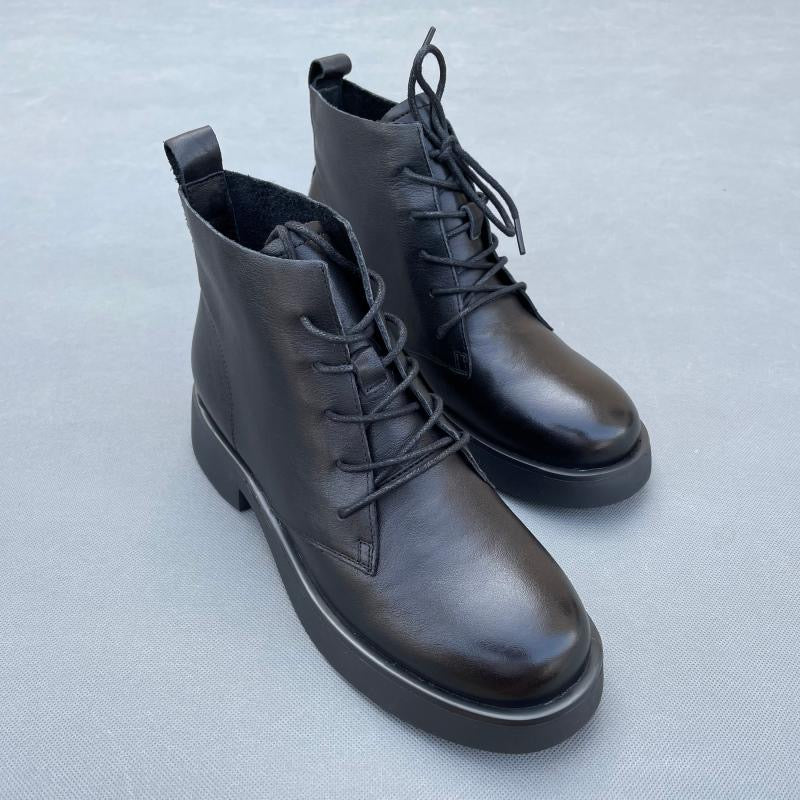 First Layer Leather Black Boots 2
