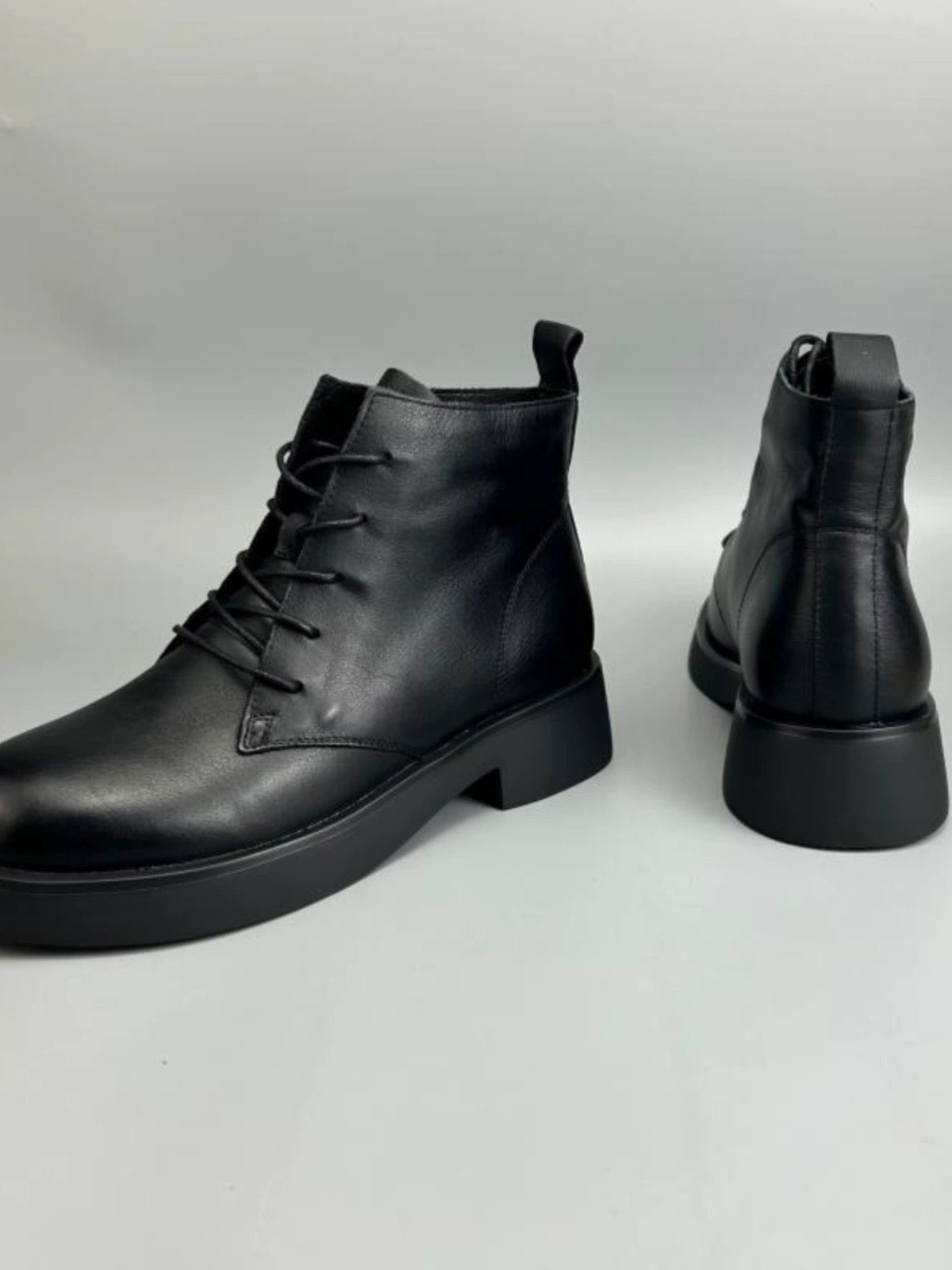 First Layer Leather Black Boots 2
