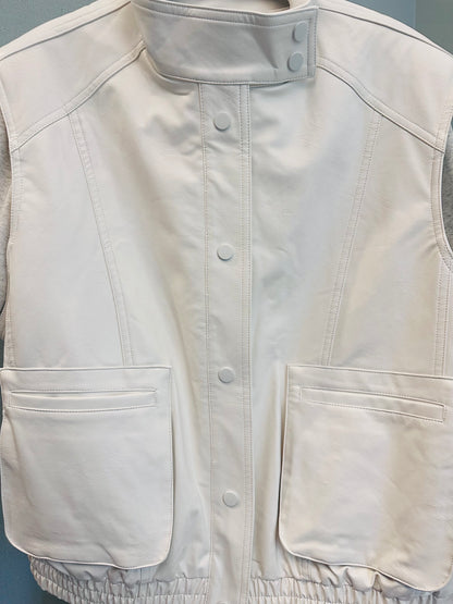 Faux Leather Vest- White