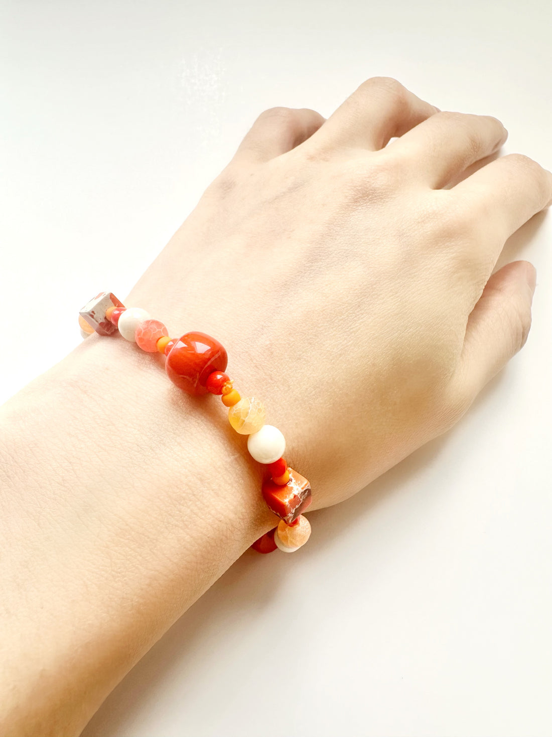 Handmade Stone Bracelet- Candy Orange