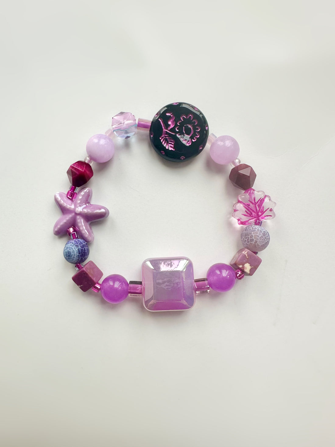 Bracciale in pietra fatto a mano - Notte Viola