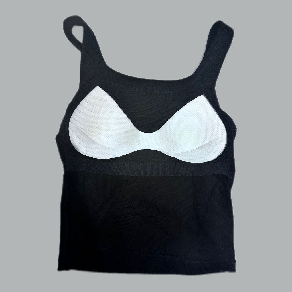 Tank Top Bra Elastic Vest- Black