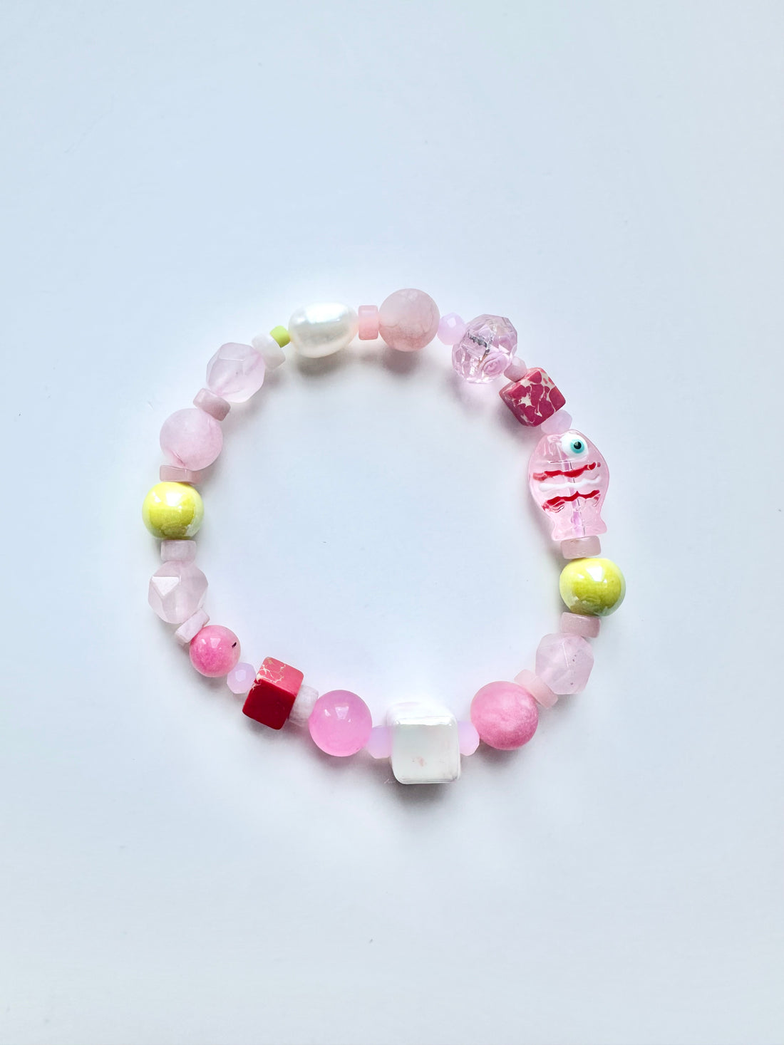 Handmade Stone Bracelet- Pink Sunset