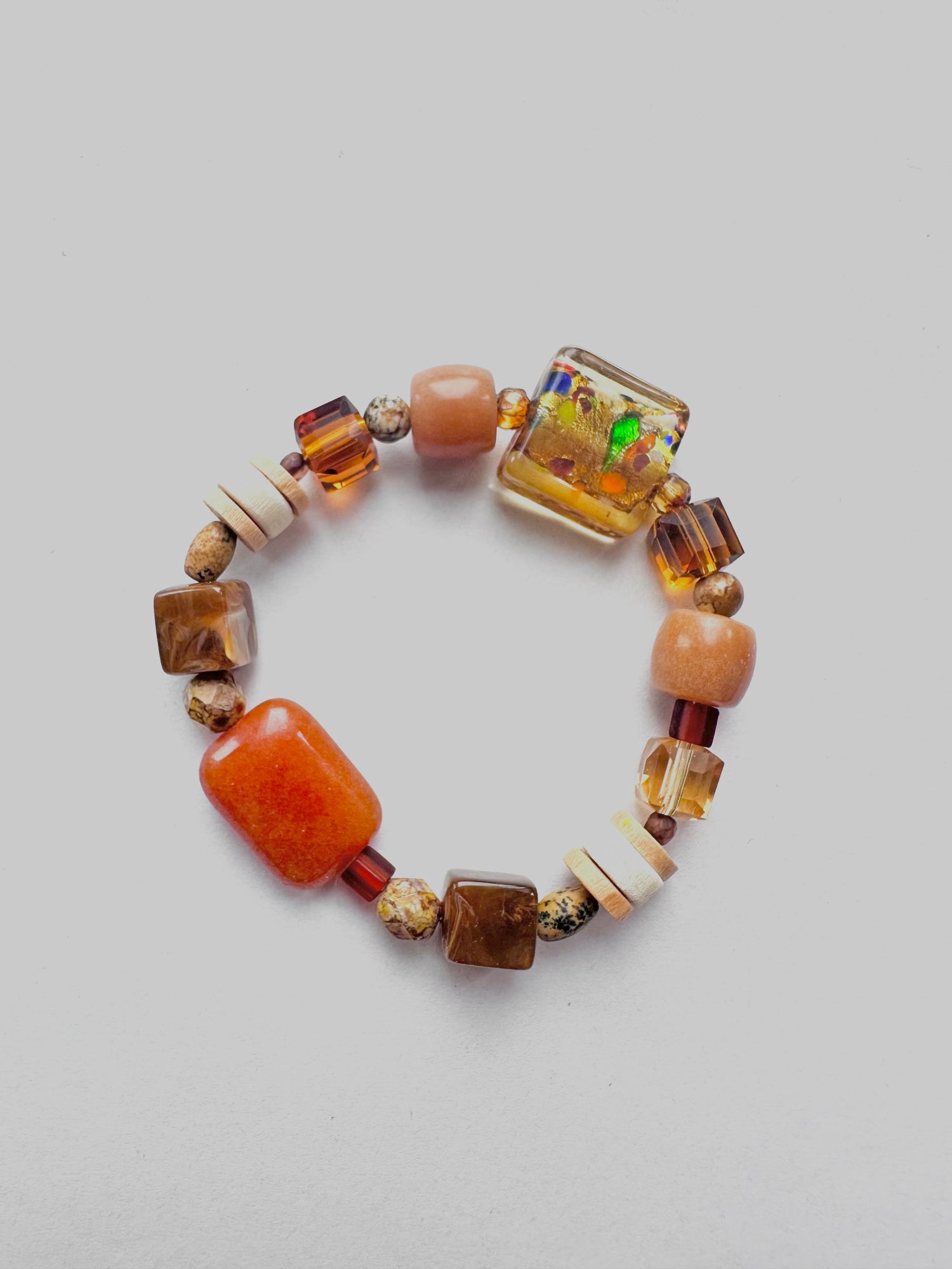 Handmade Stone Bracelet- Caramel Brown