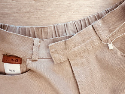 Jeans con vita elastica - Caffè leggero