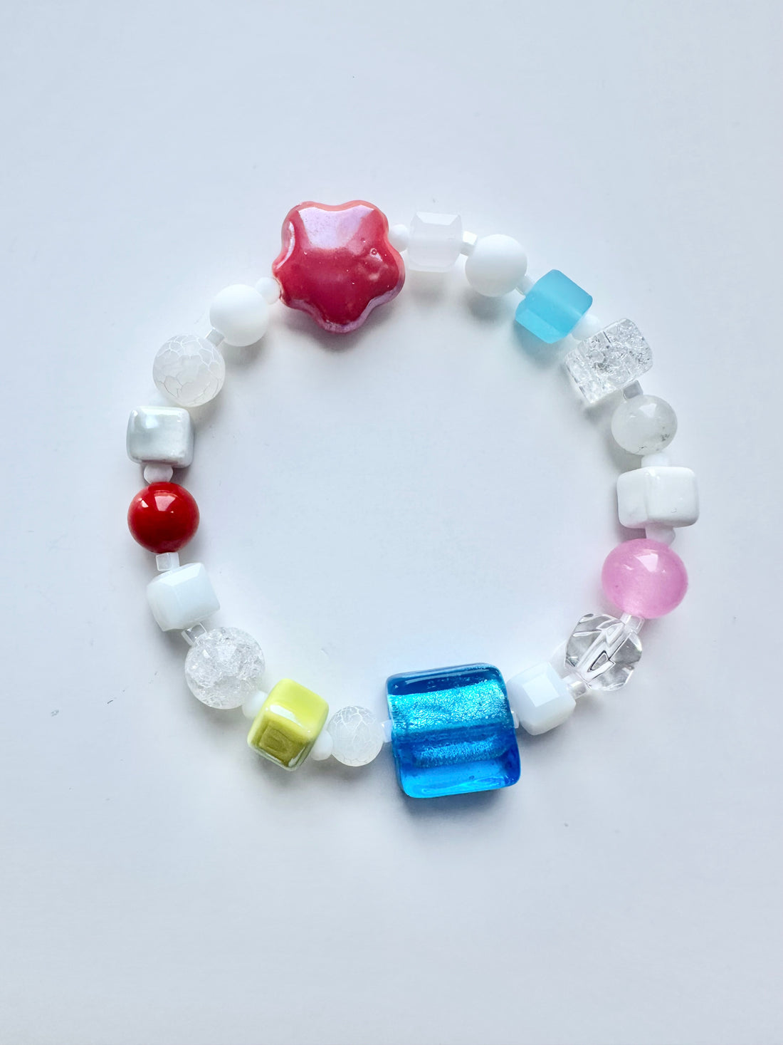 Bracciale in pietra fatto a mano - Caramelle arcobaleno