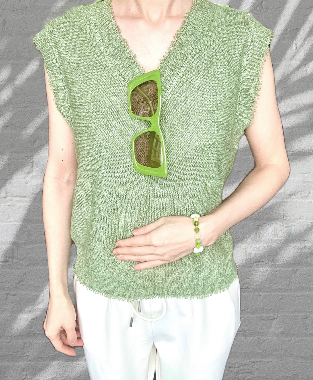 V-Neck Vest- Pastel Green