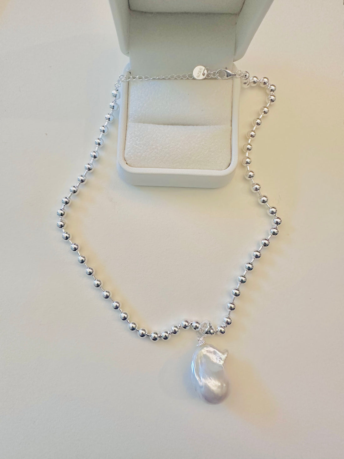 Natural Pearl 925 Sterling Silver Necklace