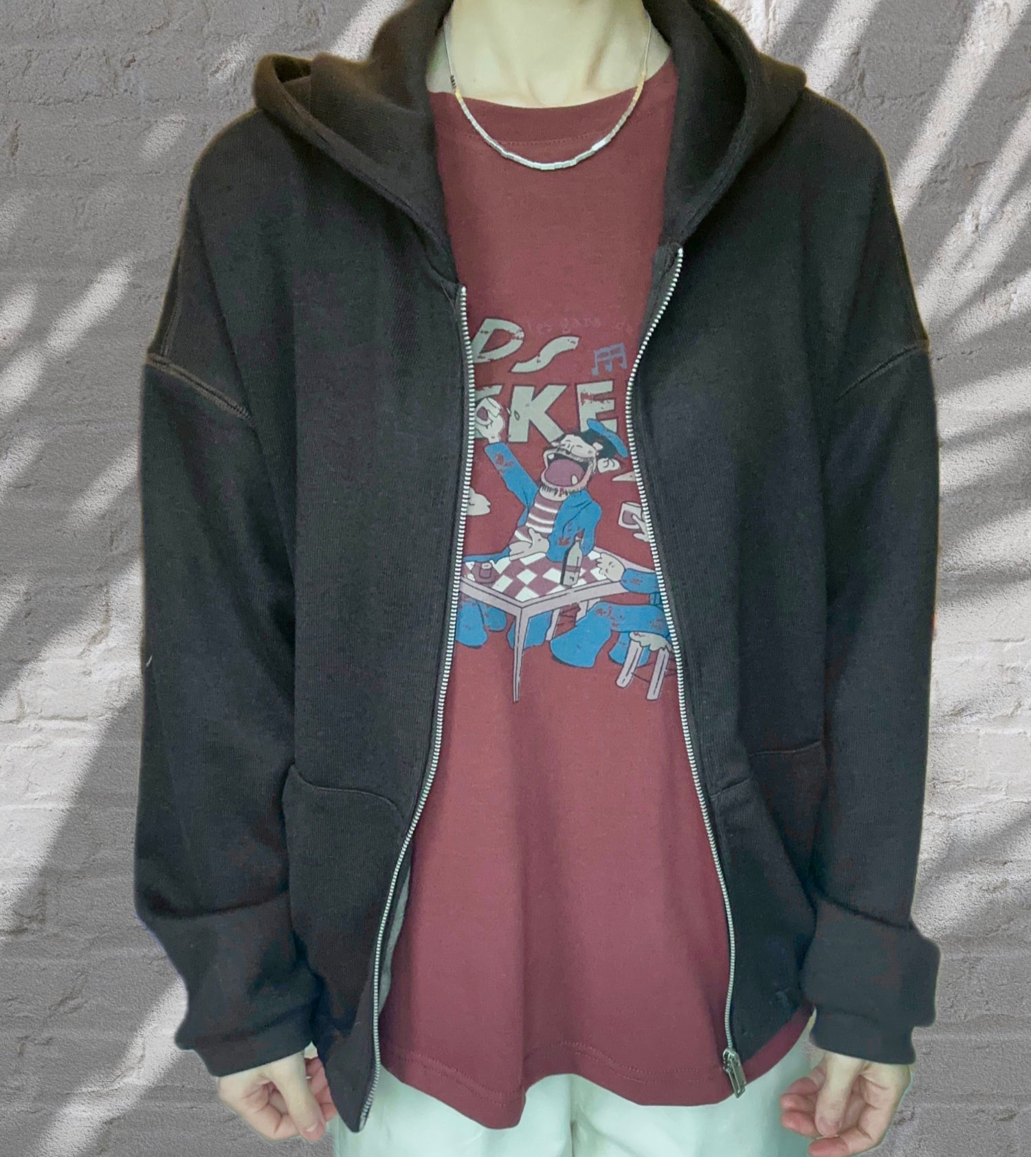 Zipped Hoodie- Dark Coffee