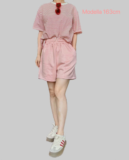 Striped T-shirt- Melon Pink