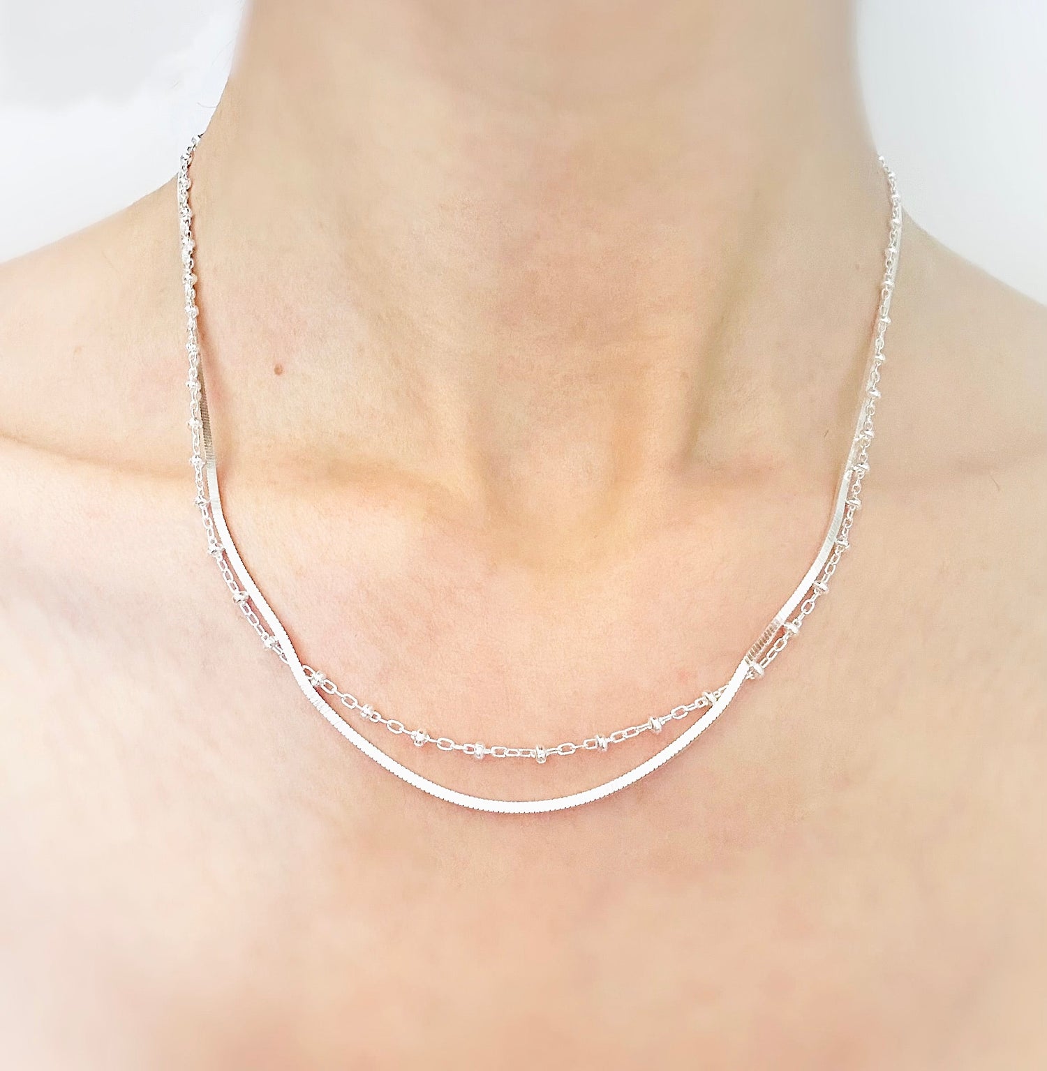 Collier en argent sterling 925 à chaîne bicolore