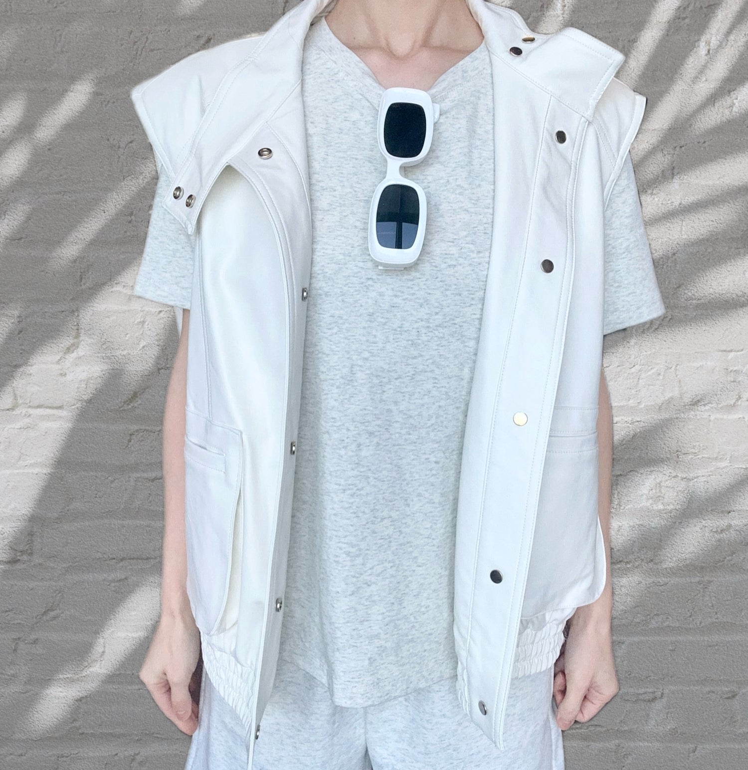 Faux Leather Vest- White