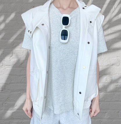 Faux Leather Vest- White