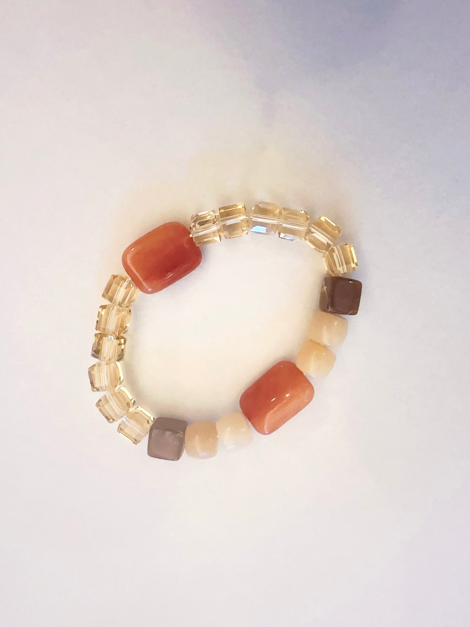 Handmade Stone Bracelet- Seashell Orange