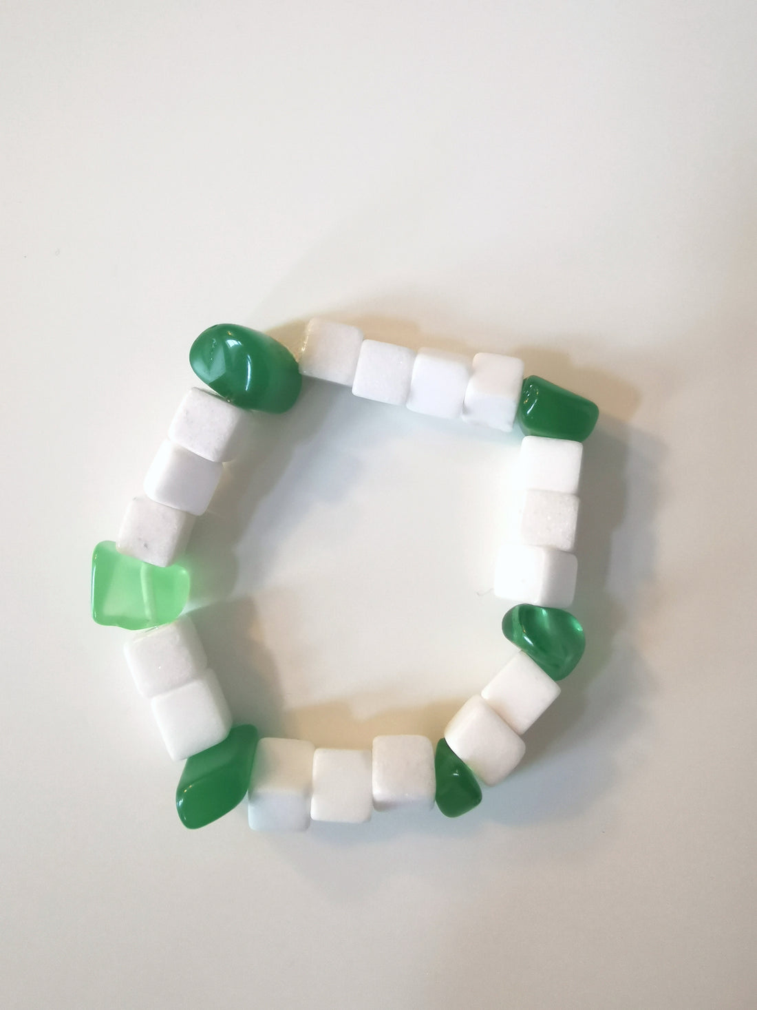 Handmade Natural Stone Bracelet- Emerald Marshmallow