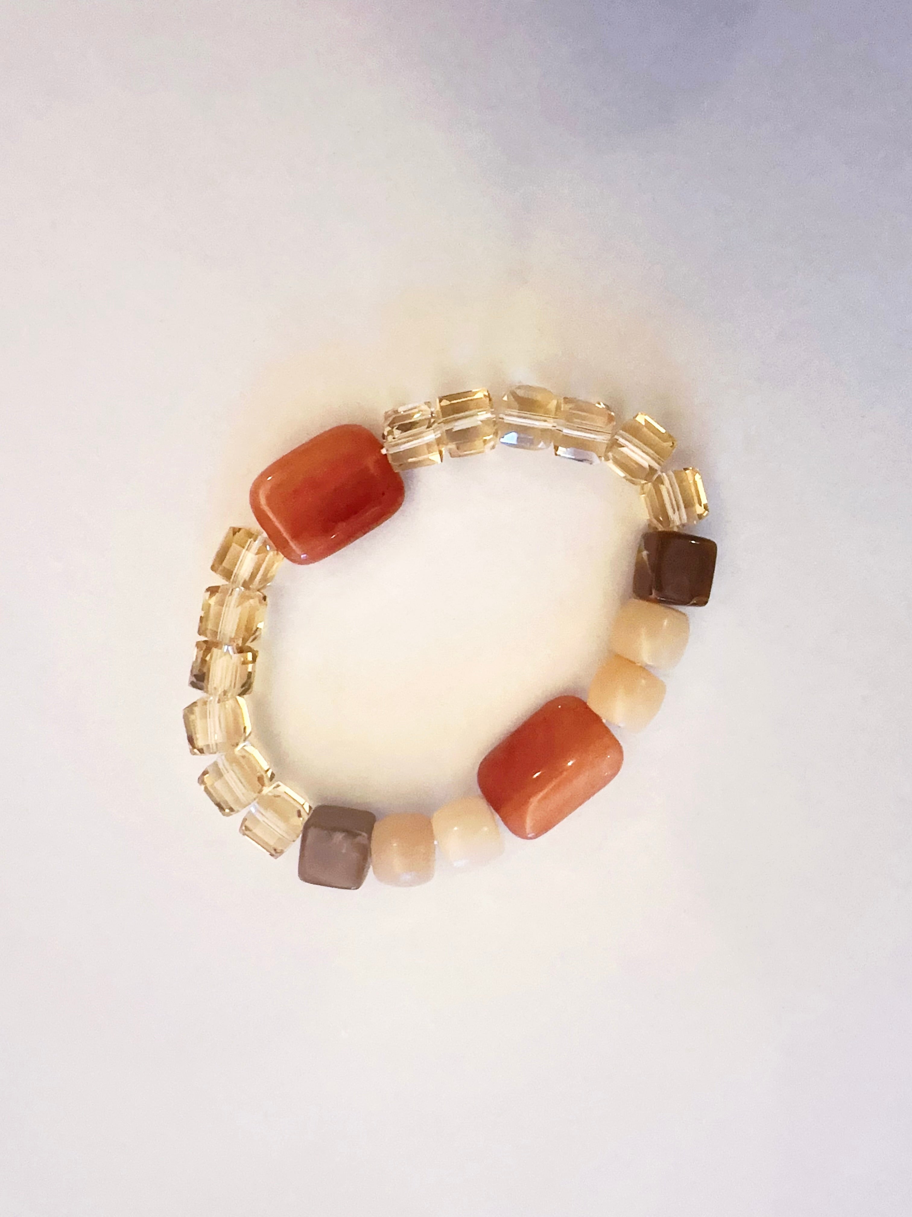 Handmade Stone Bracelet- Seashell Orange