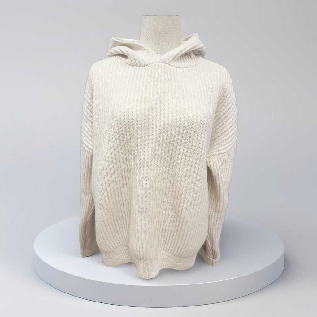 Pull en laine à capuche - Blanc