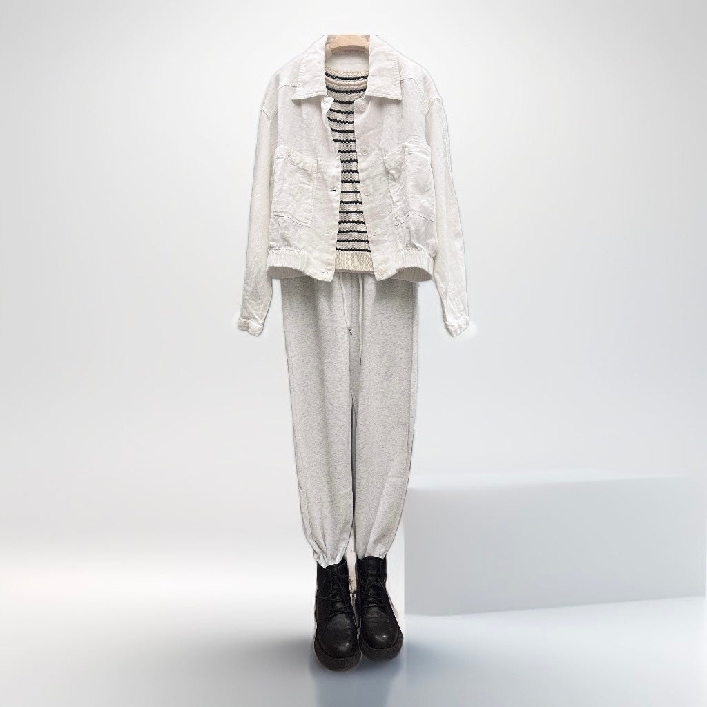 Cotton Linen Jacket- White