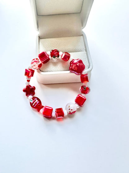 Hand Made Stone Bracelet- Cherry White