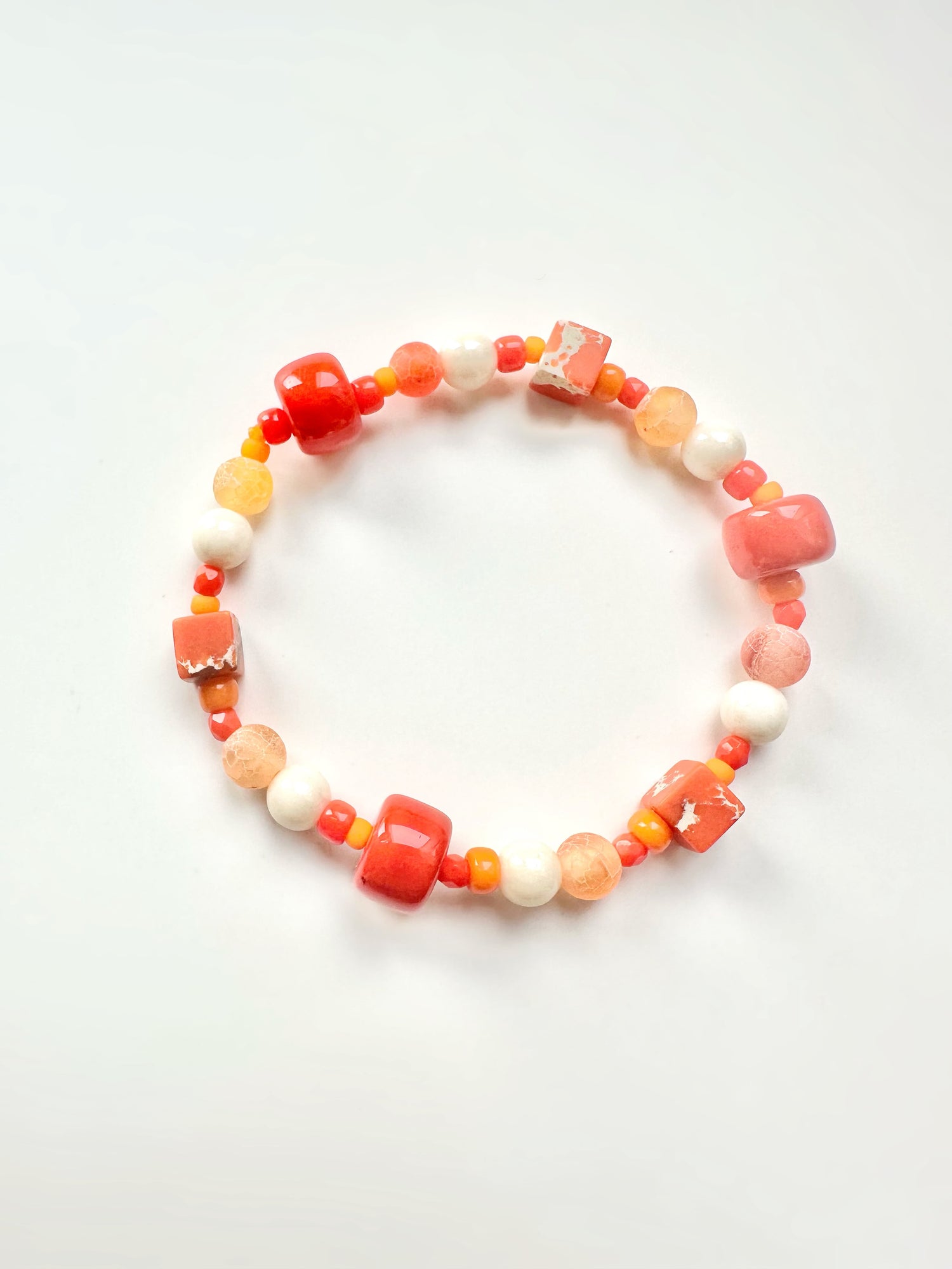 Handmade Stone Bracelet- Candy Orange