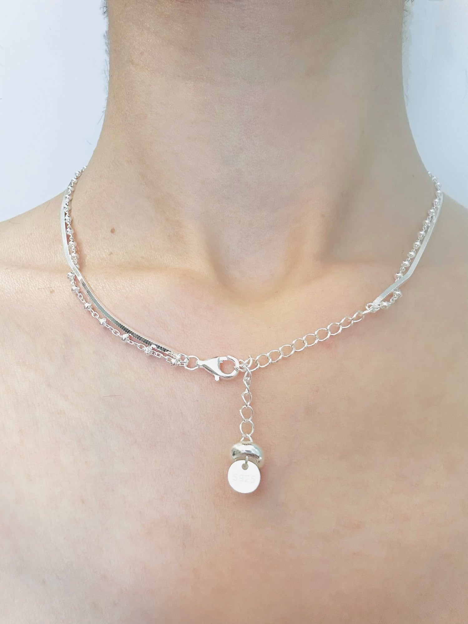 Collier en argent sterling 925 à chaîne bicolore