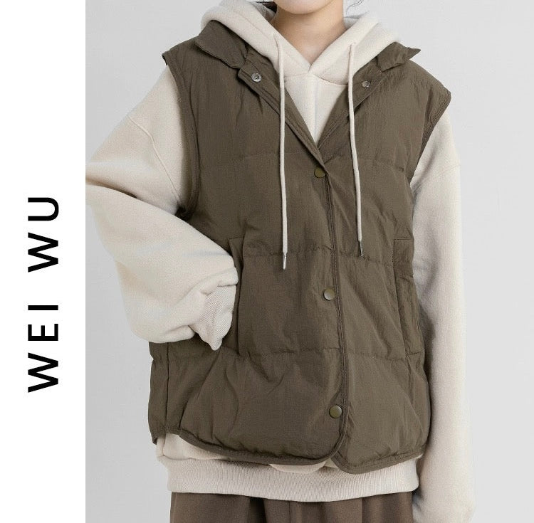 Down Vest- Brown