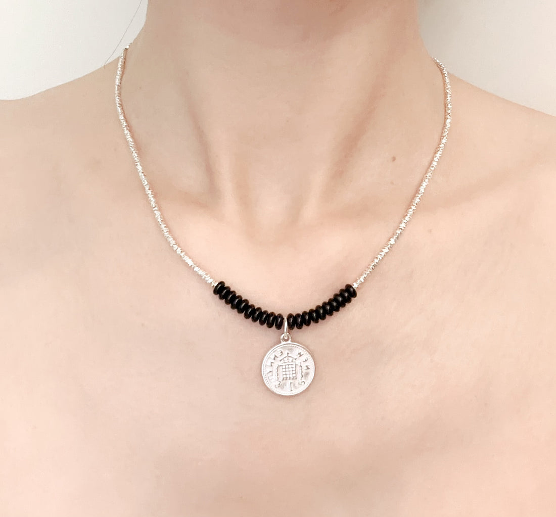 Collier en argent sterling 925 avec pièce de monnaie