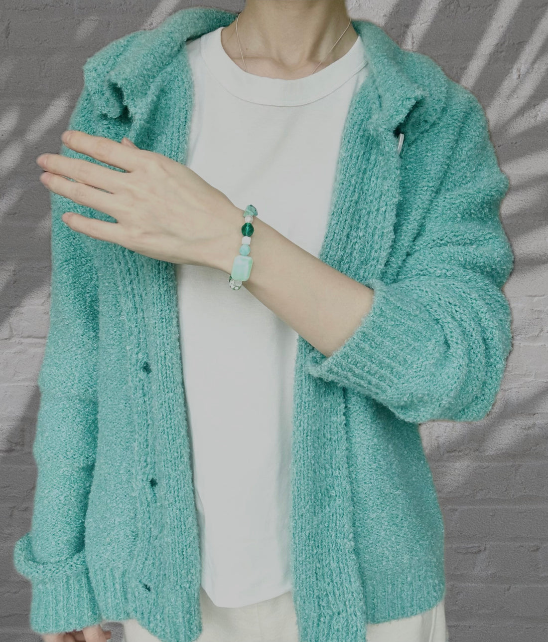 Bracelet en pierre fait main - Bleu menthe