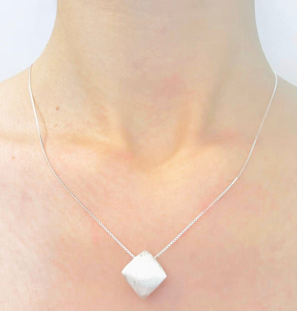 Square Stone 925 Sterling Silver Necklace