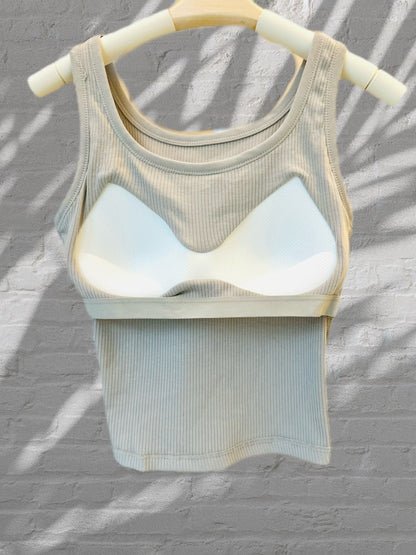 Canottiera con reggiseno a canotta - Grigio verde