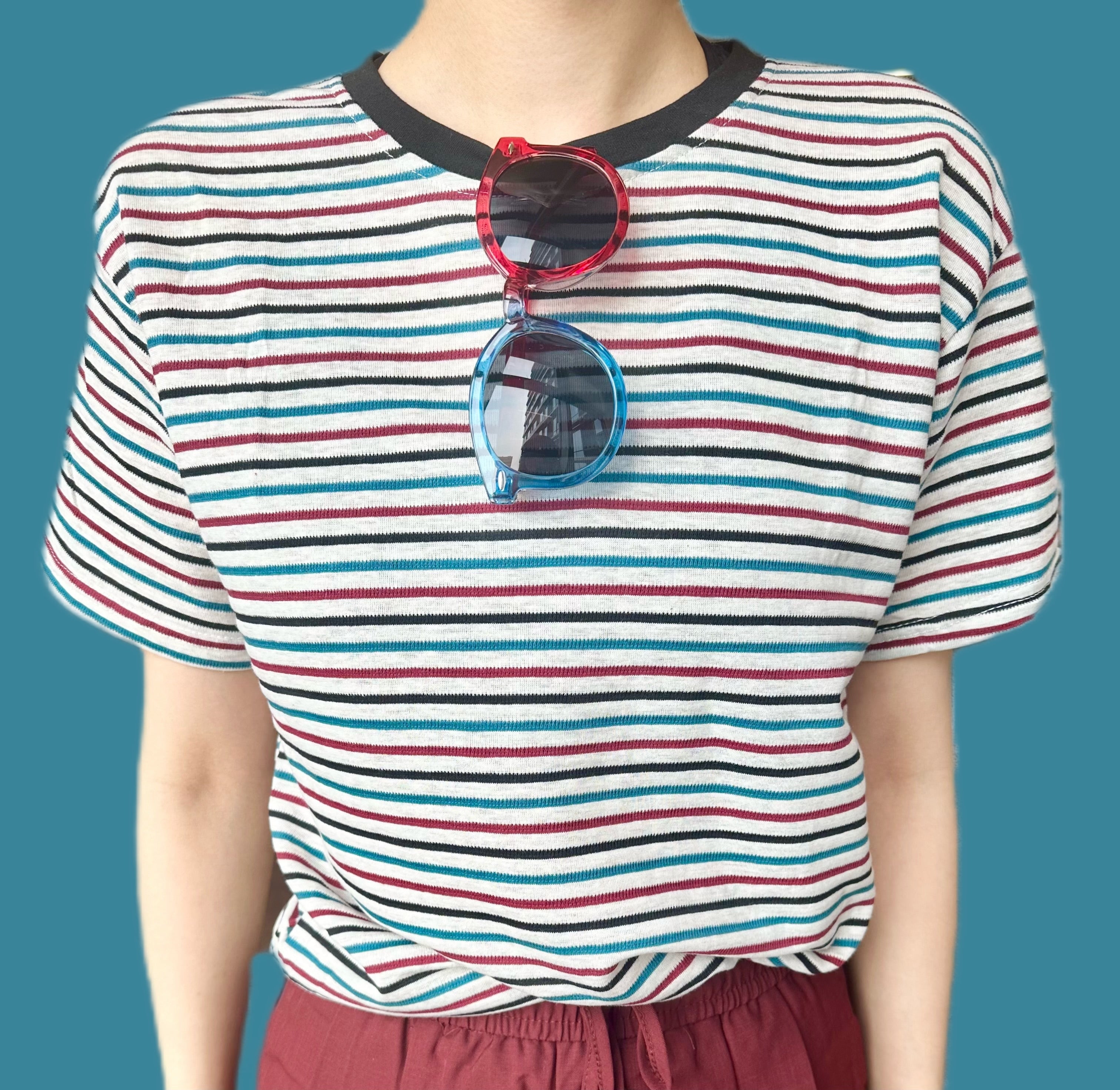 Red And Blue Striped T-shirt