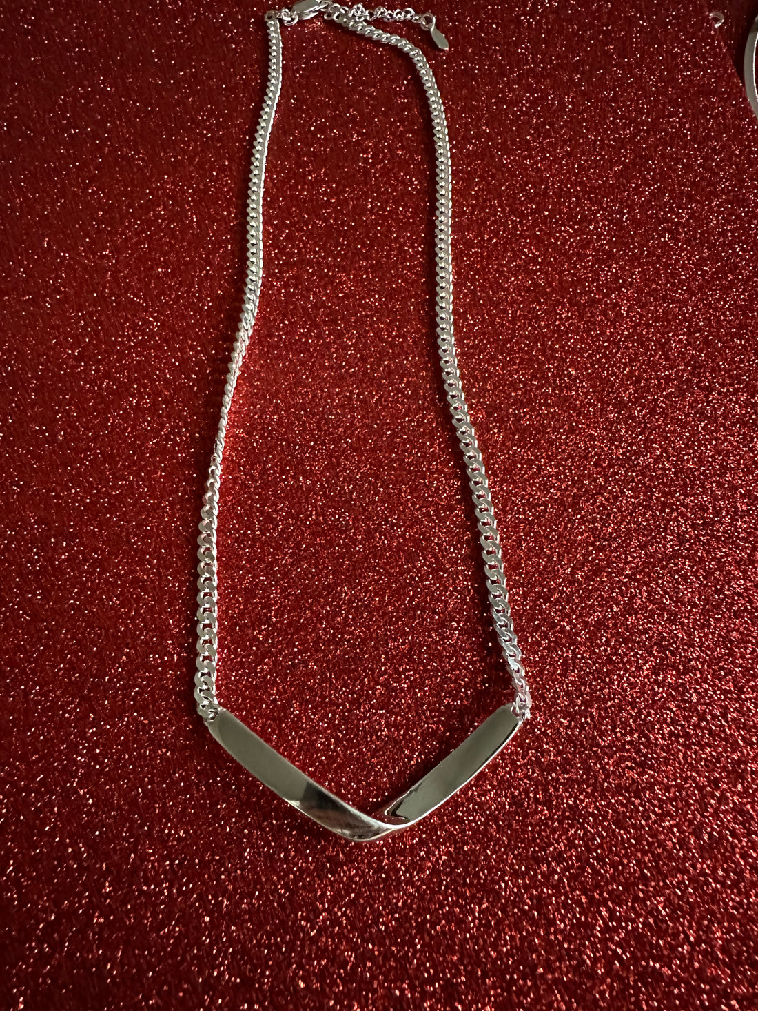 Collier en argent sterling 925 à barre incurvée