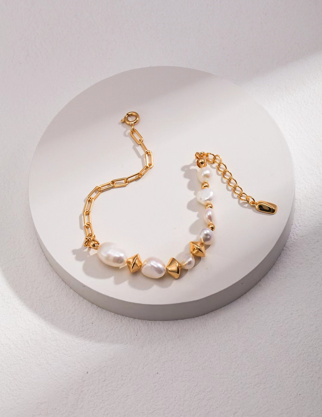 Gold Chain and Pearls Plated Bracelet