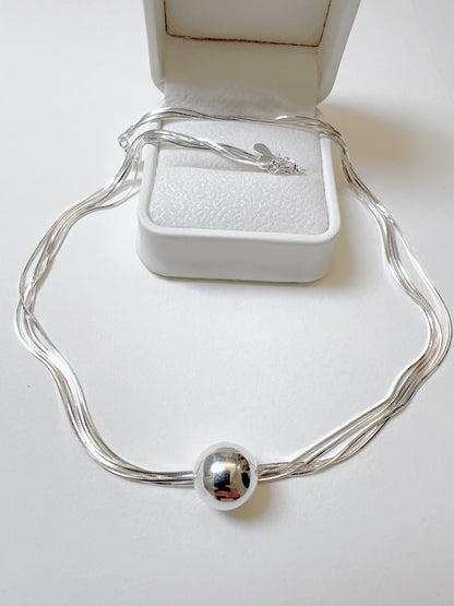 Collana in argento sterling 925 con perline bicolore