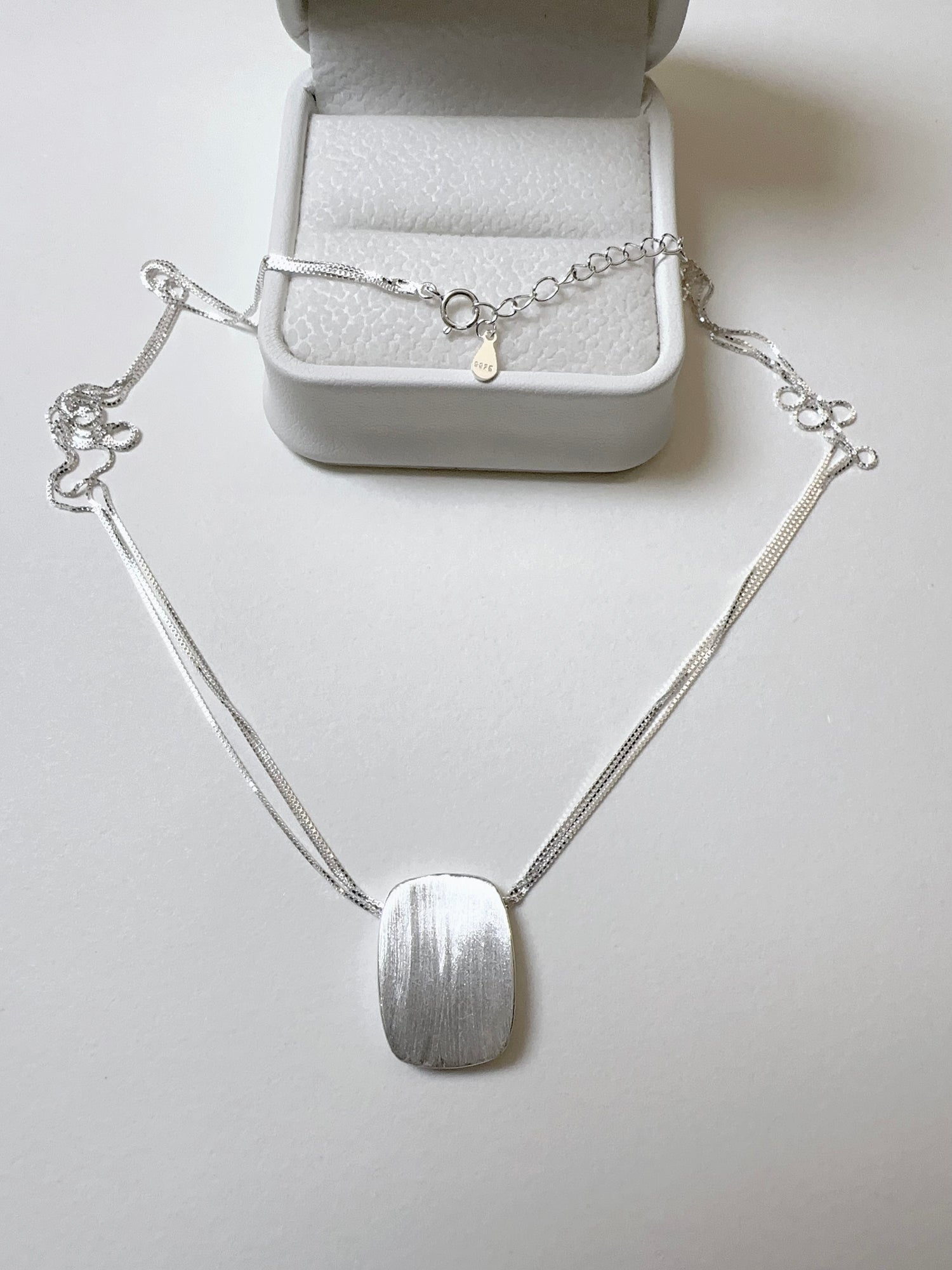 Flat Plaque 925 Sterling Silver Necklace