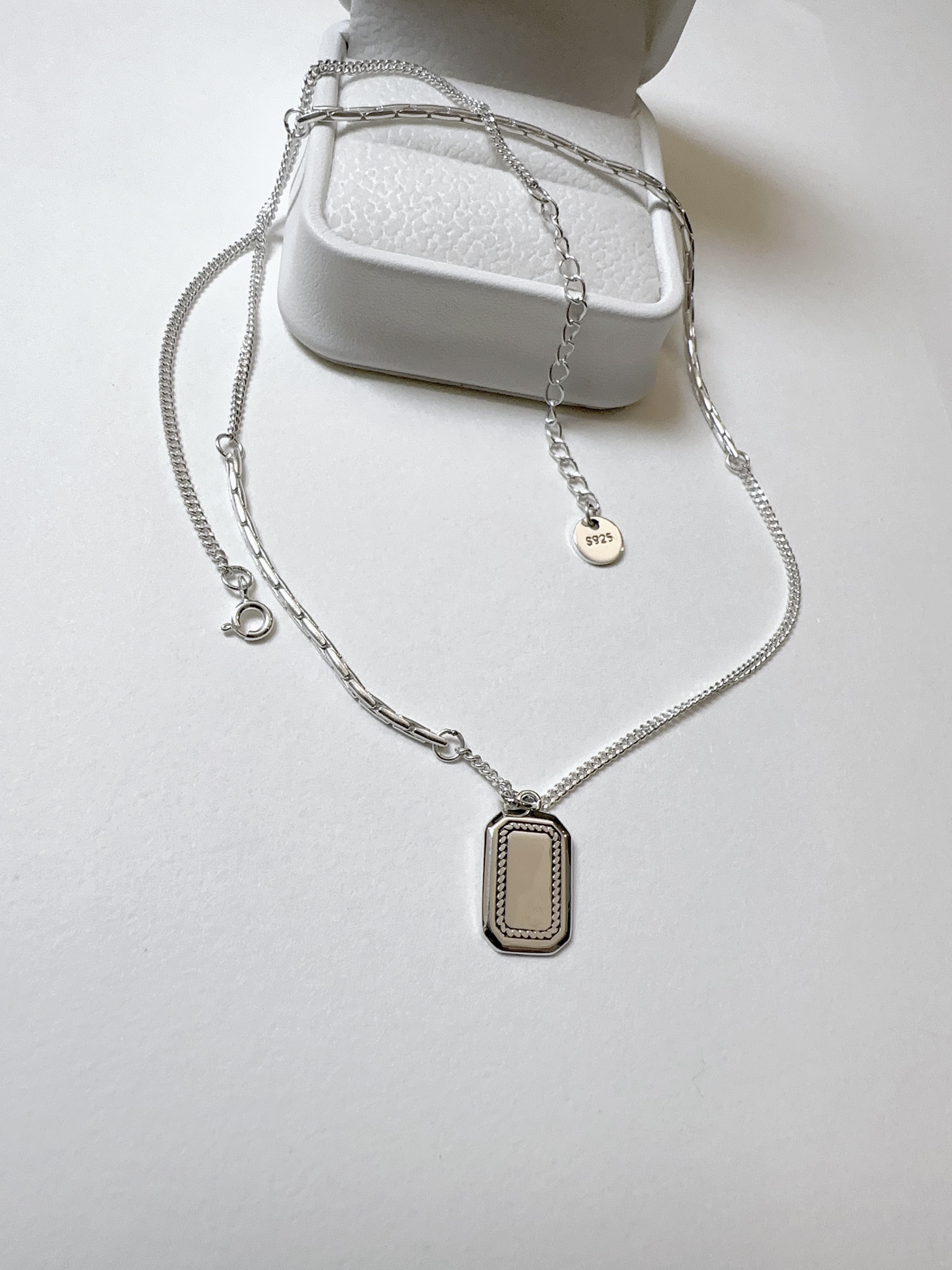 Small Plaque 925 Sterling Silver Necklace