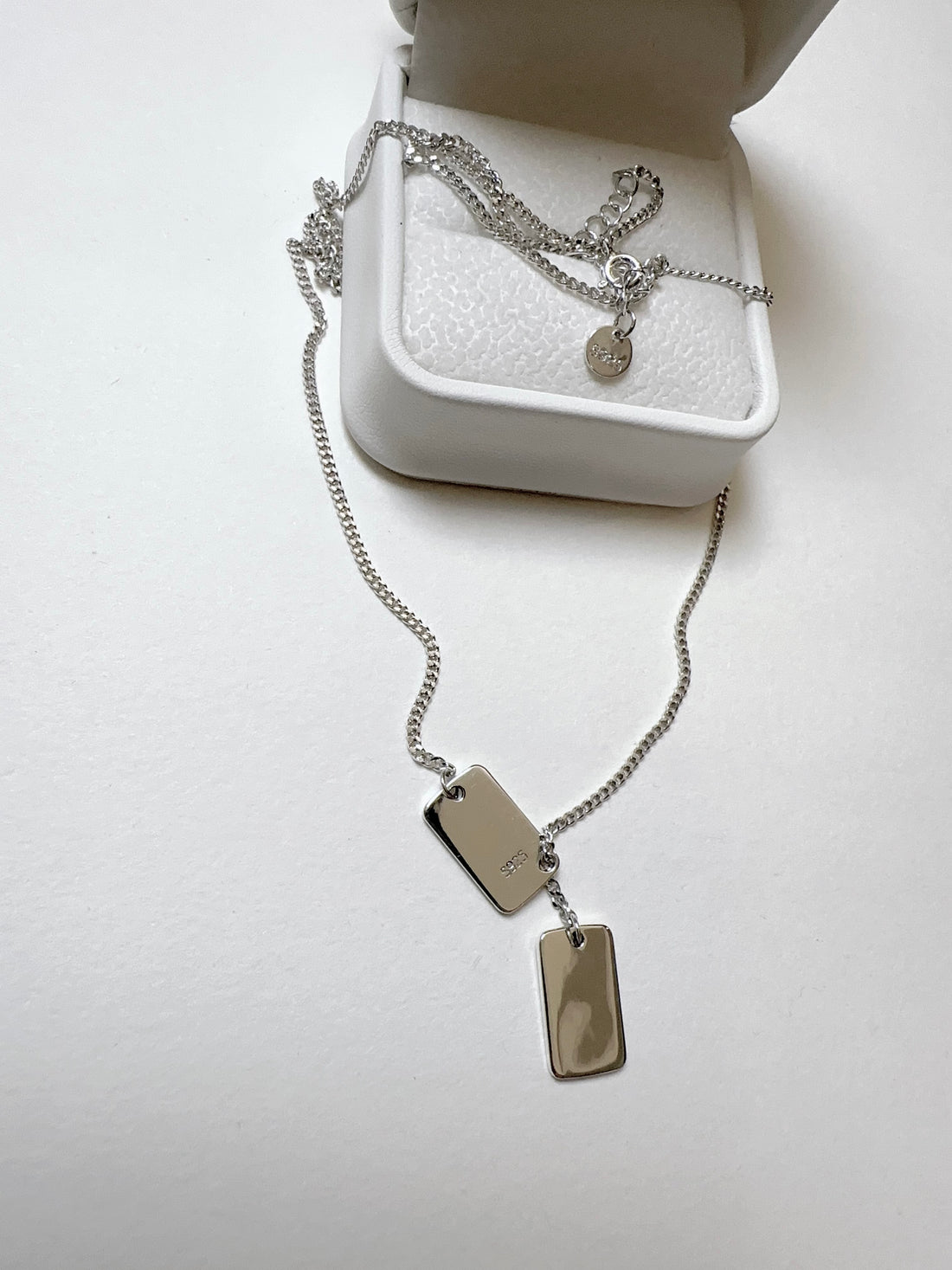 Two Plaques 925 Sterling Silver Necklace