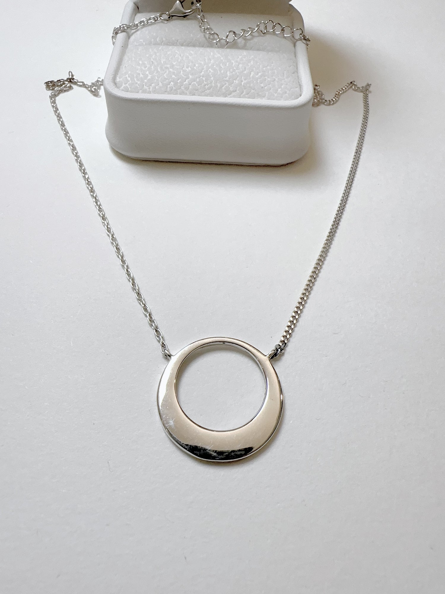 Open Moon 925 Sterling Silver Necklace