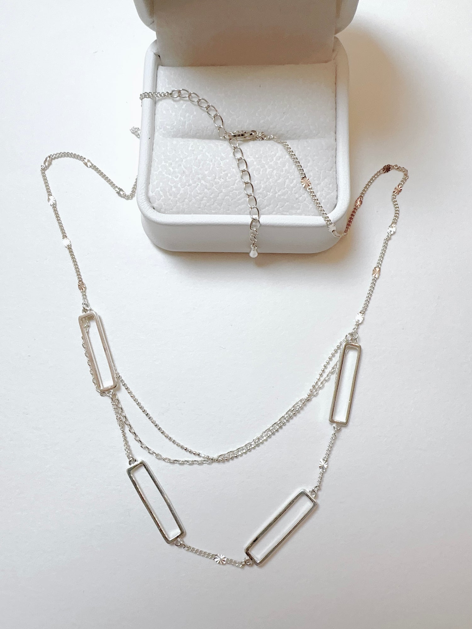 Collier en argent sterling 925 rectangles ouverts