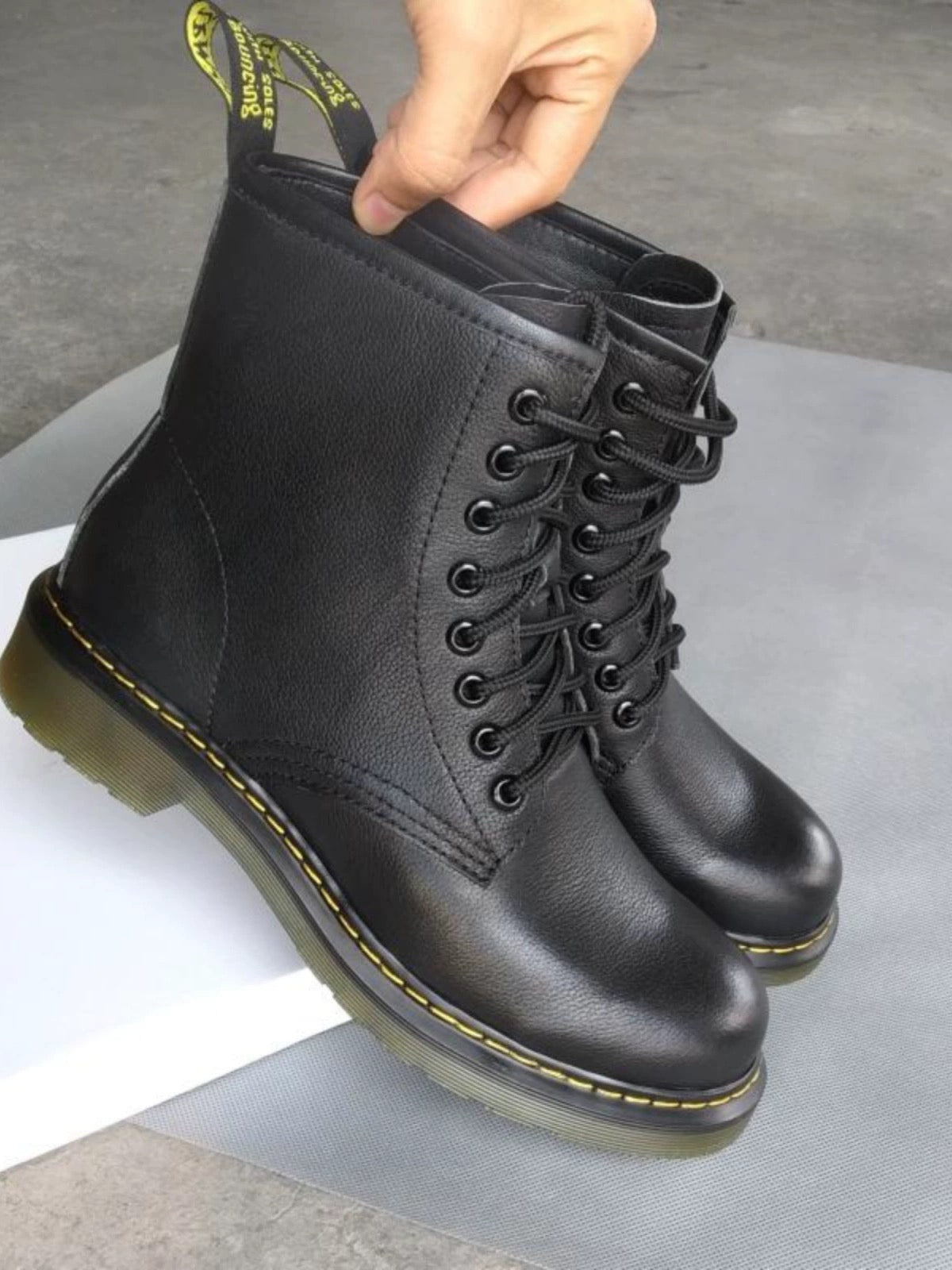 First Layer Leather Black Boots