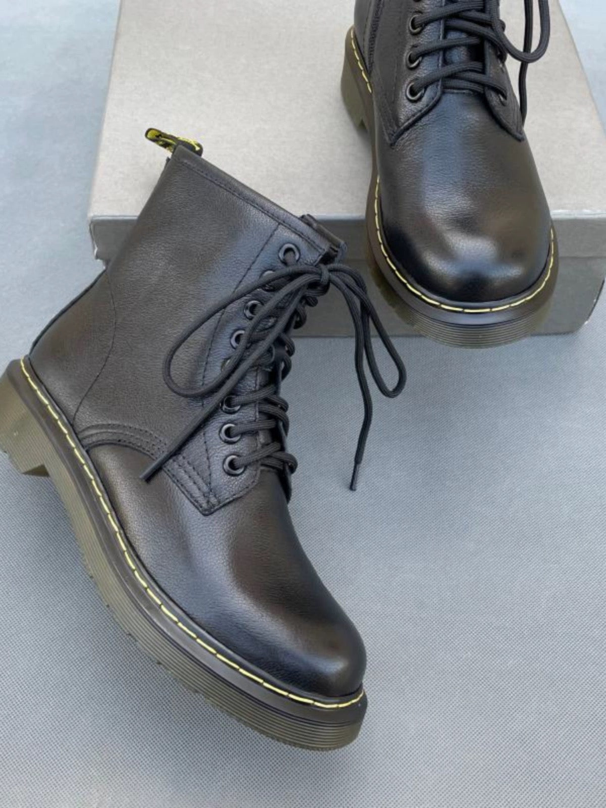 First Layer Leather Black Boots