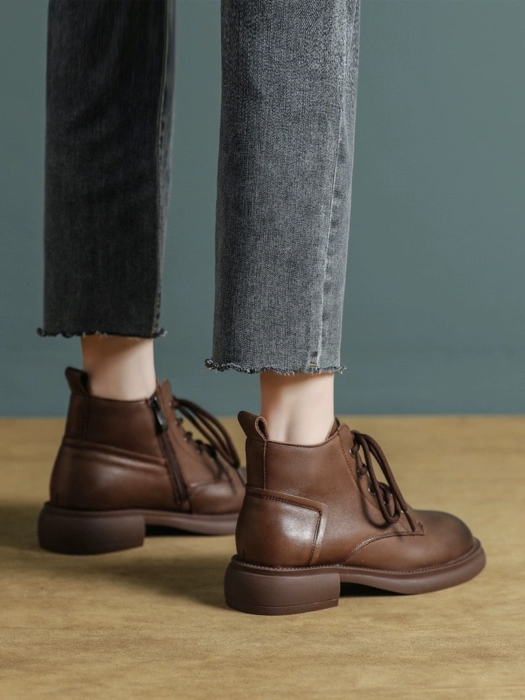 Bottes marron en cuir première couche 2