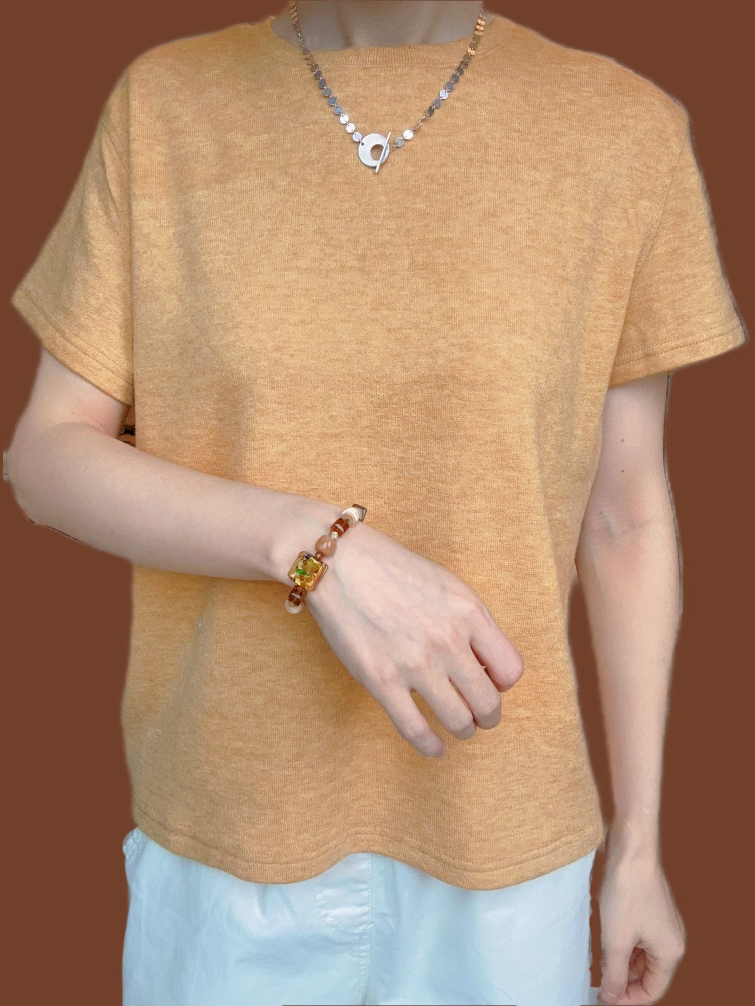 Knitted T-shirt- Apricot